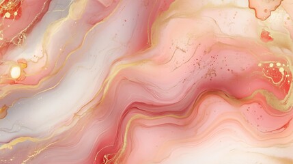 Poster - Abstract swirls of pink and gold blend seamlessly in a stunning art piece reminiscent of flowing water during sunrise