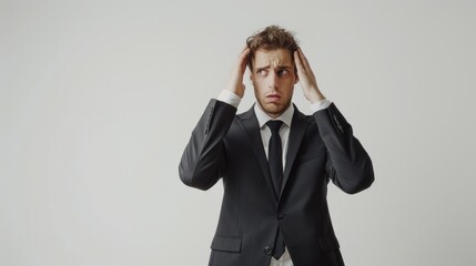 Wall Mural - Man in Suit with a Worried Expression