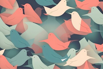 Sticker - seamless pattern with birds