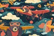 © Kevin - a bear wearing goggles standing in front of an airplane