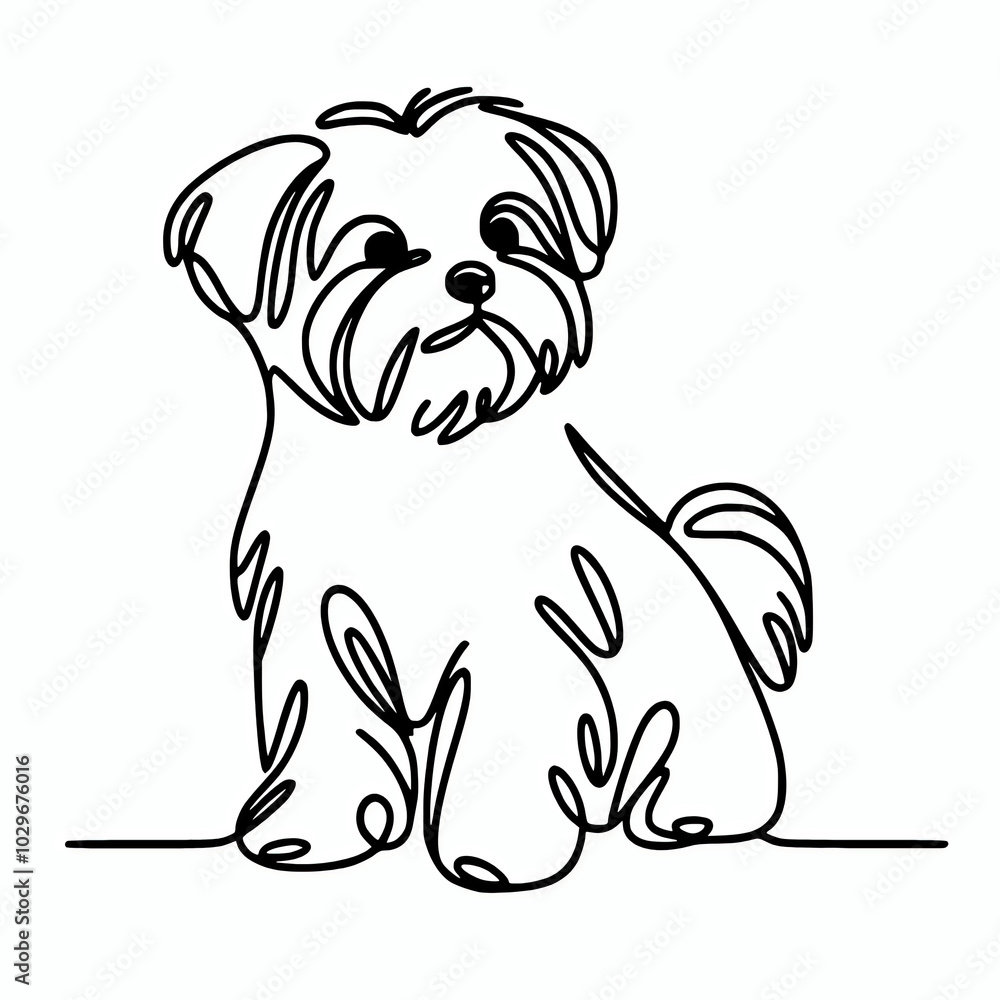 Maltese dog line art drawing outline illustration design Stock Photo ...