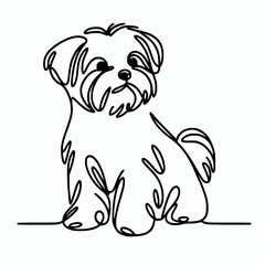 Maltese dog line art drawing outline illustration design