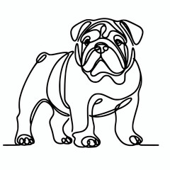 english bulldog sketch line art drawing illustration, bulldog outline silhouette element design