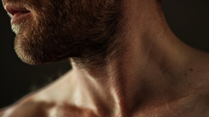 Canvas Print - Close-up Portrait of a Man's Neck and Beard