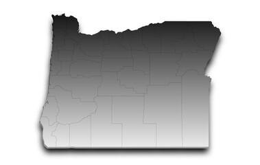 3d Map of Oregon state with color. United State of America, US, United State