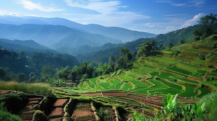 Sticker - Scenic View of Rolling Hills with Organic Greens