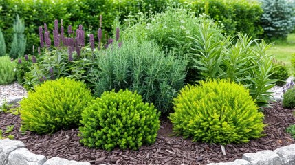 Poster - Tranquil Organic Herb Garden with Green Plants