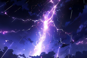 Wall Mural - purple colored lightning strike illustration