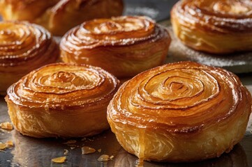 a close up of kouign amann pastry