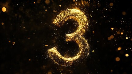 Wall Mural - Golden Number Three
