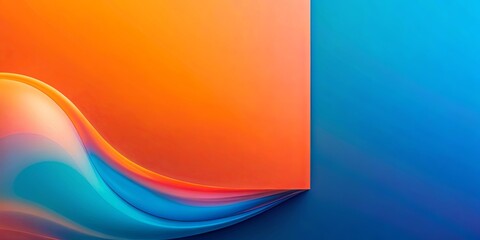 A vibrant abstract composition featuring a smooth blue wave flowing over an orange background with a complementary blue backdrop