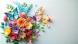© Udomner - Paper craft bouquet with butterfly design, paper craft, flower, round, bouquet, butterfly,botanical, clip art
