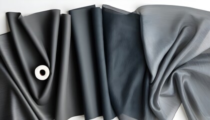 Elegant blank black fabric wave mockup from above