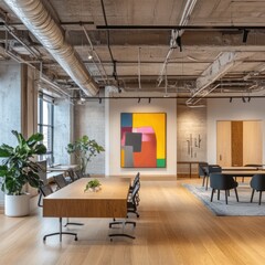 Canvas Print - Modern Office Interior with Abstract Art