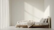 © sirisakboakaew - Minimalist bed on a white background, modern and sleek design, ideal for advertising