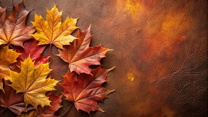 Wall Mural - Autumnal Foliage on a Textured Brown Surface, Evoking Warmth and Nostalgia