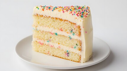 Colorful Funfetti Slice of Vanilla Cake