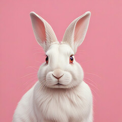 white rabbit on white background