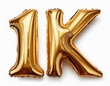 © namdarcreative - light gold glass like balloon in the shape of the number 1k isolated on white background
