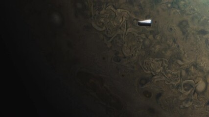 Wall Mural - Space Asteroid Meteor Fragment Heading Towards Planet Jupiter as Camera Tilts Up. 3D Science Animation ProRes 4K.