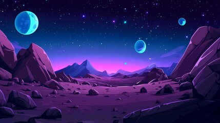 Illustration barren landscape vast expanse space sky filled universe background