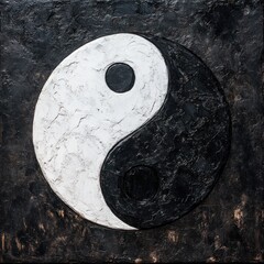 Sticker - Yin Yang Symbol on Black Canvas