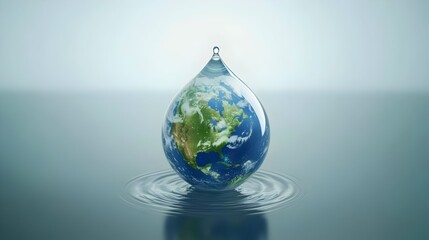 World Water Day Conceptual Image with Earth Globe in Water Drop