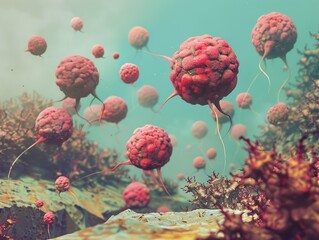 Wall Mural - microscopic view of cells: a journey into the world of biology