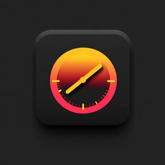 Stylized clock icon with vibrant gradient colors against a dark background. mobile application icons