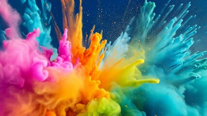 Fototapete - Erupting Colors:  An abstract explosion of vibrant hues dances in a captivating underwater spectacle, creating a mesmerizing symphony of color and movement.  