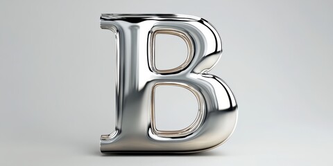 Shiny metallic letter B on white background.