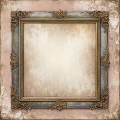 Wall Mural - Vintage antique gold frame with wear imperfections