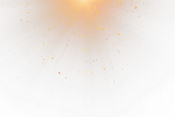 Wall Mural - Flare Sun on transparent background,Bright Solar Flares with Golden Spotlight Effect