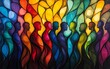© Nattapat - Dynamic scene of stylized human figures in motion, forming an abstract crowd that merges and overlaps, symbolizing unity and community with vibrant colors