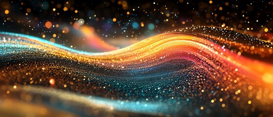 Fototapete - A vibrant visualization of an information highway, illustrating streams of light that flow like data pathways in a digital ecosystem