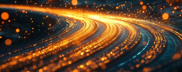 Leinwandbilder - Abstract image of an information highway with cascading streams of light, highlighting the concept of a fastpaced digital landscape