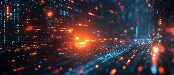 Poster - Stylized background emphasizing innovation in cyber technology, with glowing effects and digital patterns to convey a sense of advancement