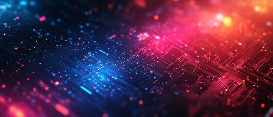 Poster - Stylized background emphasizing innovation in cyber technology, with glowing effects and digital patterns to convey a sense of advancement