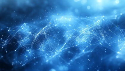 Leinwandbilder - Unique abstract blue banner for a technology webpage, combining various shades of blue with geometric elements for a captivating effect