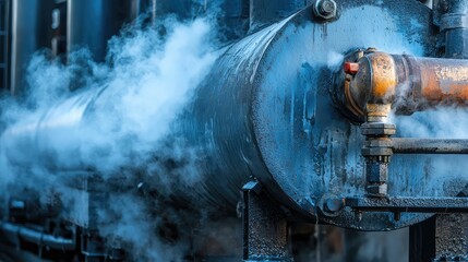 Industrial Steam Boiler Close-Up View