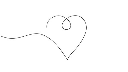 Wall Mural - Continuous drawing line art of love symbol with black line and white background. One line