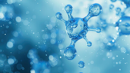 crystal clear close-up of water molecules in a pure and scientific background.