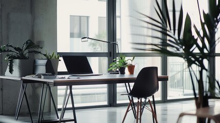 Wall Mural - Modern Minimalist Workspace with Natural Light