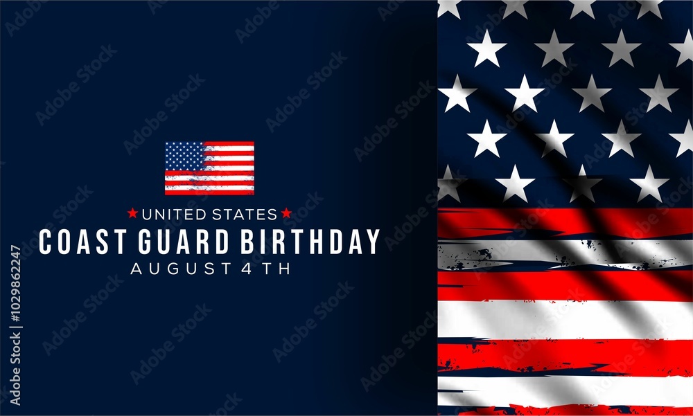 U S Coast Guard Birthday August 4 Design With American Flag And U s coast guard birthday august 4 design with american flag and