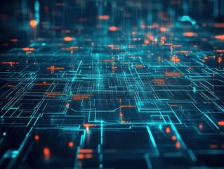 Aufkleber - AI neural network, glowing circuits, abstract data visualization, dark tech theme