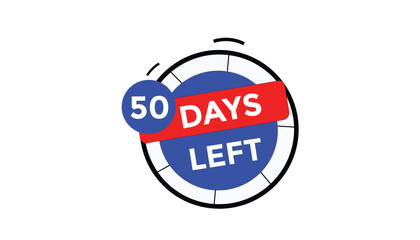 Wall Mural - 50 days left Countdown number banner templates. time icon. Vector Illustration 
