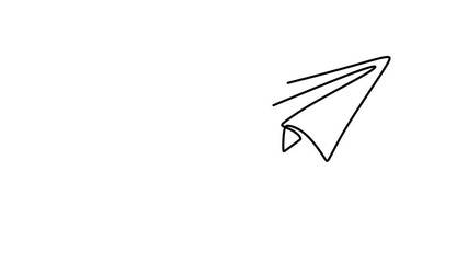 Wall Mural - Continuous drawing line art of paper plane with black line and white background. One line