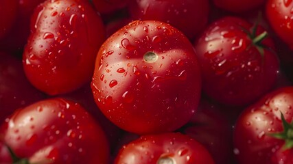 Wall Mural - Close up of Tomato background, top view. Video high resolution macro videography for advertising or food design.	