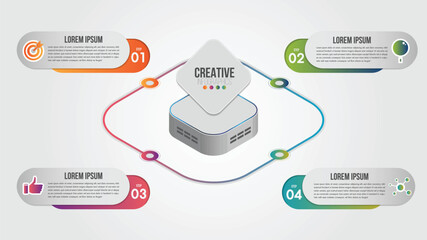 Wall Mural - business infographics 4 steps options design template.data and information visualization.dynamic col