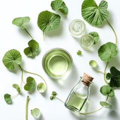 Gotu kola rejuvenates skin on white background.